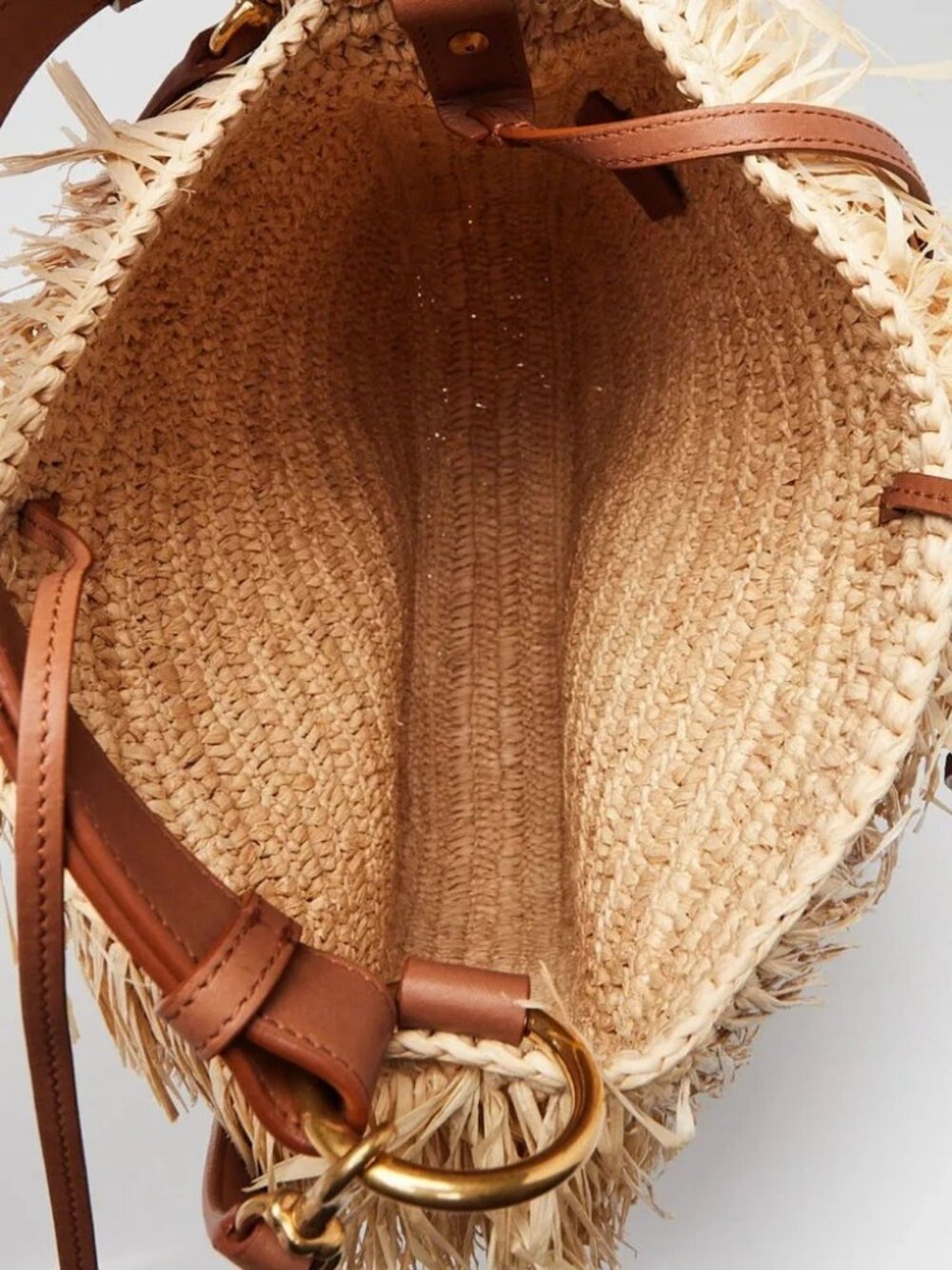 Yves Saint Laurent Natural and Brown Leather Roady Fringe Shoulder Bag - Picture 6 of 9